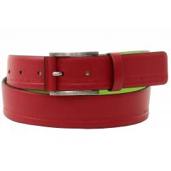 Hugo Boss Men's Tymos Embossed Genuine Leather Belt - Open Red - 30