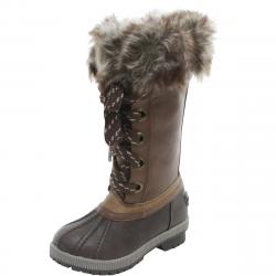 London Fog Little/Big Girl's Melton Water Resistant Snow Boots Shoes - Brown - 13 M US Little Kid