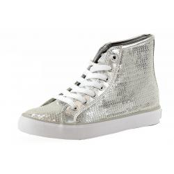 Gotta Flurt Women's Disco II Hi Sequins Fashion Sneakers Shoes - Silver - 6.5