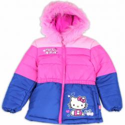 Hello Kitty Toddler Girl's Fur Like Lined Puffer Hooded Winter Jacket - Pink - 2T
