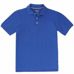 French Toast Boy's Short Sleeve Pique Polo Uniform Shirt - Royal Blue - Medium Husky