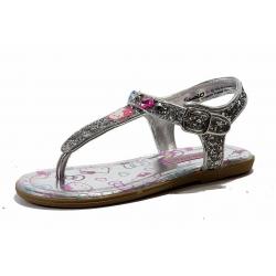 Hello Kitty Girl's HK Lil Shimmer FE8080 Fashion Sandal Shoes - Silver - 11   Little Kid