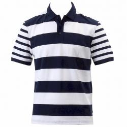 Nautica Men's Heirloom Bold Stripe Short Sleeve Cotton Polo Shirt - Navy/White - XX Large