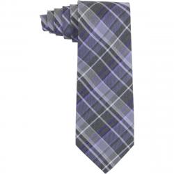Calvin Klein Men's Graphite Schoolboy Plaid Tie - Purple - 3 Inch