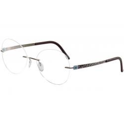 Silhouette Eyeglasses Titan Accent Flora Edition Chassis 4548 Optical Frame - Denim/Bordeaux   6064 - Bridge 17 Temple 130mm