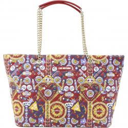 Love Moschino Women's Pinball Patterned Quilted Shoulder Tote Handbag - Red - 11H x 14L x 5.5D In