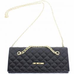 Love Moschino Women's Quilted Chain Crossbody Envelope Clutch Handbag - Black - 4.5H x 10L x 2D in