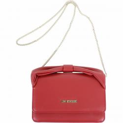 Love Moschino Women's Bow Handle Flap Over Chain Crossbody Handbag - Red - 5.5H x 8.5L x 2D in