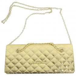 Love Moschino Women's Quilted Chain Crossbody Envelope Clutch Handbag - Gold - 4.5H x 10L x 2D in