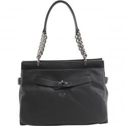 Guess Women's Darby Dual Top Handle Satchel Handbag - Black - 10H x 13.5W x 5D in