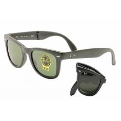Ray Ban Men's Folding Wayfarer RB4105 RB/4105 RayBan Sunglasses - Black/Green G 15 601S - Lens 50 Bridge 22 Temple 140mm