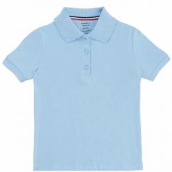 French Toast Girl's Short Sleeve Interlock Uniform Polo Shirt - Blue - Large