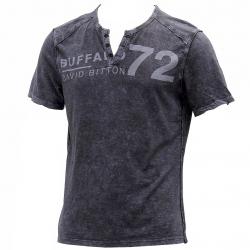 Buffalo By David Bitton Men's Narwayne Short Sleeve Cotton Henley Shirt - Black - Medium