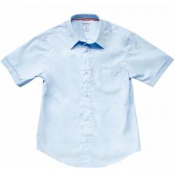 French Toast Boy's Short Sleeve Poplin Uniform Button Up Shirt - Blue - 20 Husky