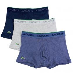 Lacoste Men's 3 Pc Essentials Cotton Boxers Trunks Underwear - Cargo/Navy/Grey - X Large