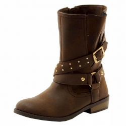 Jessica Simpson Girl's Callie Fashion Moto Boots Shoes - Brown - 4   Big Kid