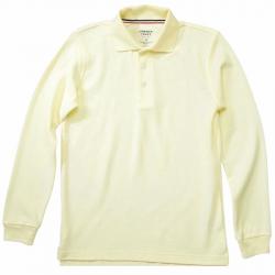 French Toast Boy's Long Sleeve Pique Polo Uniform Shirt - Yellow - X Small