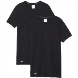 Lacoste Men's 2 Pc V Neck Stretch Short Sleeve T Shirt - Black - Large