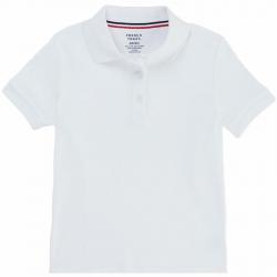French Toast Girl's Short Sleeve Interlock Uniform Polo Shirt - White - Medium