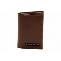 Tommy Hilfiger Men's Genuine Leather Tri Fold Wallet - Tan - 3.25 W x 4 H Inches