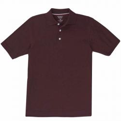 French Toast Boy's Short Sleeve Pique Polo Uniform Shirt - Burgundy - Medium
