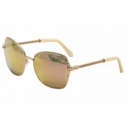 Roberto Cavalli Women's Tabit 977S Fashion Sunglasses - Gold/Cream/Brown Flash   28L - Lens 58 Bridge 19 Temple 135mm