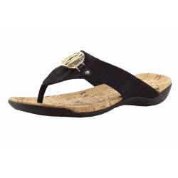 Donna Karan DKNY Women's Bianca Fashion Flip Flops Sandals Shoes - Black Logo Jaquard - 6.5 B(M) US