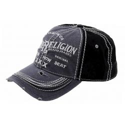 True Religion Men's Printed Adjustable Cotton Baseball Hat - Grey - Adjustable