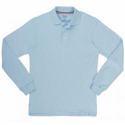 French Toast Boy's Long Sleeve Interlock Uniform Polo Shirt - Blue - X Large