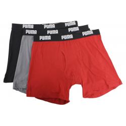 Puma Men's Moisture Wicking 3 Pack Boxer Briefs Underwear - Black/Grey/Red - Medium