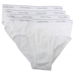 Calvin Klein Men's 4 Pc Classic Cotton Low Rise Briefs Underwear - White - Small