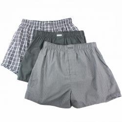 Calvin Klein Men's 3 Pc Classic Fit Cotton Boxers Underwear - Dark Grey Pattern - Medium