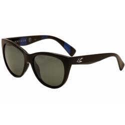 Kaenon Polarized Women's Palisades Fashion Sunglasses - Black/Nickel Grey/Blue 01 - Lens 55 Bridge 18 Temple 139mm