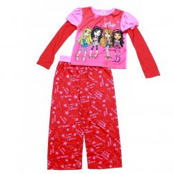 Lil' Bratz Girl's Long Sleeve 2 Piece Red/Pink Pajama Sleepwear Set - Red - 4/5
