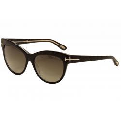 Tom Ford Women's Lily TF430 TF/430 Fashion Cateye Sunglasses - Black - Medium Fit