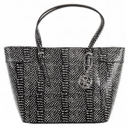 Guess Women's Delaney Small Classic Tote Handbag - Black/White Multi - 10H x 15W x 5.5D In