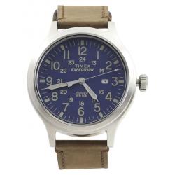 Timex Men s TW4B06400 Expedition Scout 43 Blue Silver Brown Analog Watch