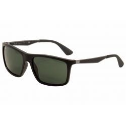 Ray Ban Men's RB4228 RB/4228 RayBan Fashion Rectangle Sunglasses - Matte Black/Gunmetal/Grey/Green Flash   601S/71 - Lens 58 Bridge 18 Temple 140mm