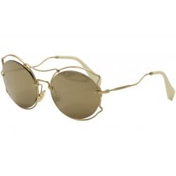Miu Miu Women's SMU50S SM/U50S Fashion Sunglasses - Pale Gold White/Light Brown Mirror   ZVN 1C0 -  Lens 57 Bridge 19 Temple 140mm