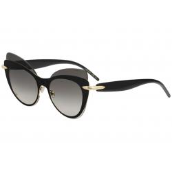Pomellato Women's Griffe PM0046S PM/0046/S Cat Eye Sunglasses - Black - Lens 60 Bridge 14 Temple 145mm