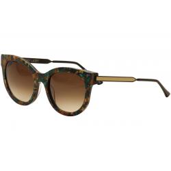 Thierry Lasry Women's Lively Cat Eye Fashion Sunglasses - Floral Green Multi Matte Gold/Brown Gradient   V45 - Lens 56 Bridge 21 Temple 140mm