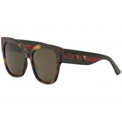 Gucci Women's GG0059S GG/0059/S Fashion Square Sunglasses - Havana Green Red/Brown   002 - Lens 55 Bridge 19 Temple 140mm