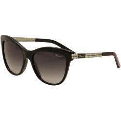 Chopard Women's SCH189S SCH189S Fashion Cat Eye Sunglasses - Black Silver Crystal Accents/ Grey Gradient   700 - Lens 55 Bridge 17 Temple 130mm