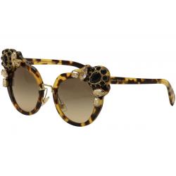 Miu Miu Women's SMU04S SM/U04S Fashion Sunglasses - Light Tortoise Gold Gemstones/Grey Grad   7S0 3D0 - Lens 52 Bridge 24 Temple 145mm