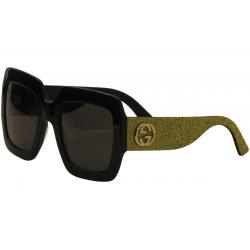 Gucci Women's Urban Collection GG0102S GG/0102/S Sunglasses - Black Gold Glitter/Gray   002 -  Lens 54 Bridge 25 Temple 145mm