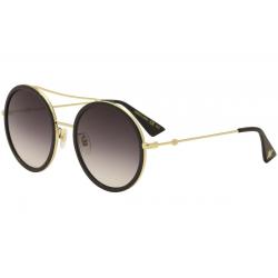 Gucci Women's GG0061S GG/0061/S Round Sunglasses - Gold/Black   001 - Lens 56 Bridge 22 Temple 140mm