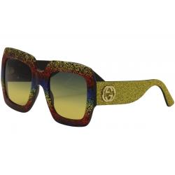 Gucci Women's Urban Collection GG0102S GG/0102/S Sunglasses - Multi Glitter Gold/Blue Yellow Gradient   005 -  Lens 54 Bridge 25 Temple 145mm