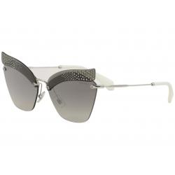 Miu Miu Women's SMU56T SMU/56T Fashion Cat Eye Sunglasses - Transp Grey White/Grey Grad Silver Mir   KJH/5O0 - Lens 63 Bridge 16 B 51.3 ED 68.9 Temple 145mm