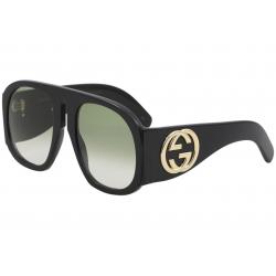 Gucci Women's GG0152S GG/0152/S 002 Black/Gold Fashion Pilot Sunglasses 57mm - Black - Lens 57 Bridge 22 Temple 140mm