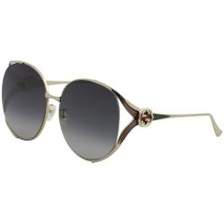 Gucci Women's GG0225S GG/0225/S Fashion Round Sunglasses - Gold/Grey Gradient   001 - Lens 63 Bridge 17 Temple 130mm